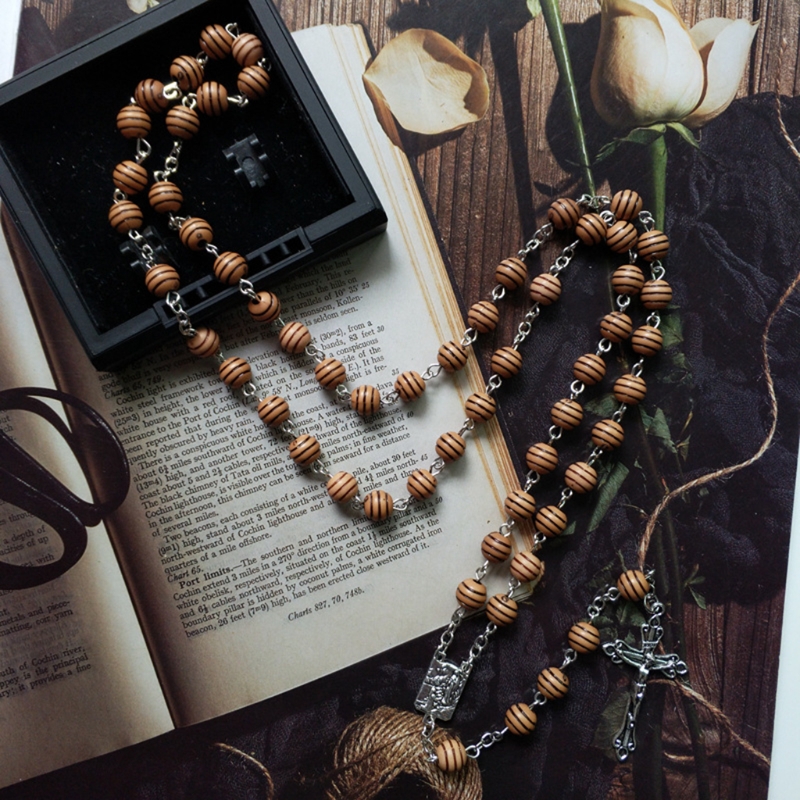Runde Perlen Rosenkranz Halskette Gebet Christian Jesus Kreuz Anhänger Halsketten Religion Religiöse Schmuck Männer Frauen
