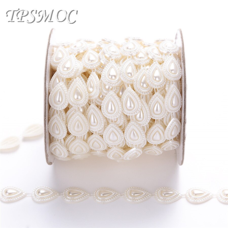 Tpsmoc 10 yards trimmen sew op kunstmatige waterdruppels vorm parels kralen ketting krans bloemen bruiloft decoratie voor diy