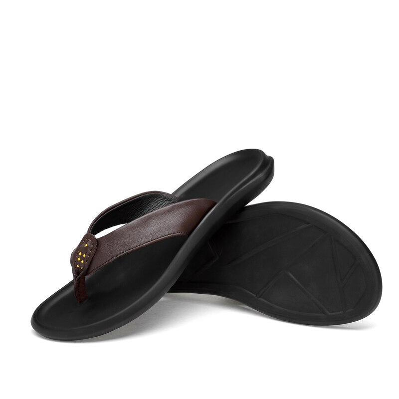 Gummifisk slapi romerske herre sandal zandalias heren sport chancla bulk strand sandal blød sandalia læder mænd sommer para: Brun / 41