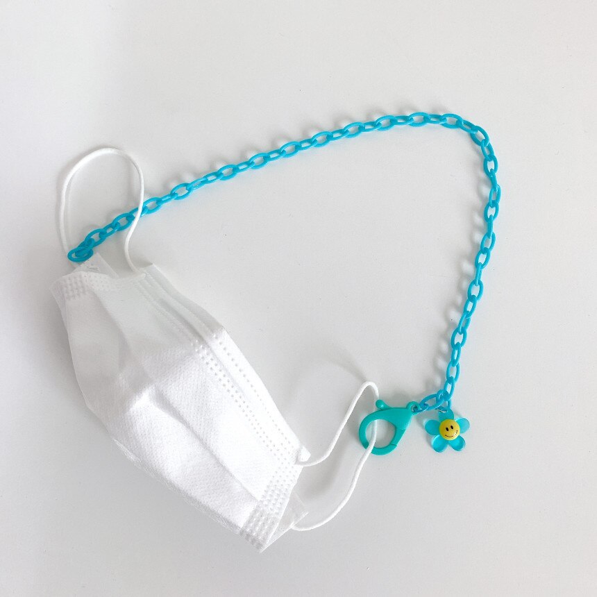 Nuova Maschera Catena Anti-perso Cordino Acrilico Smily Della Collana Del Fiore per Le Donne A Lunga Catena Dei Monili Collane Regali Strap Holder di sicurezza: flower blue