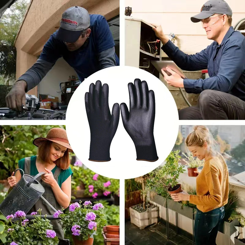 20 piezas/10 pares de guantes de poliuretano, guantes de trabajo de seguridad, guantes de reparación, guantes recubiertos de palma, suministros para carpinteros y reparadores