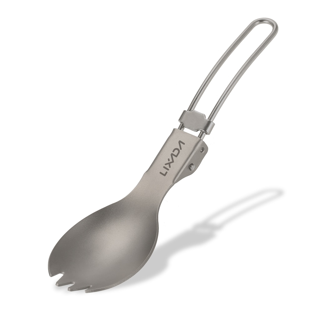 Plegable cuchara tenedor cúter ligero al aire libre la cena Spork cubiertos viajes de Camping mochila Tab Kits de viaje: Style 2