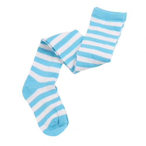 Long Stripe Printed Thigh High Striped Cotton Socks Women Christmas Color Striped Over The Knee Thigh High Stockings: 17Light Blue White