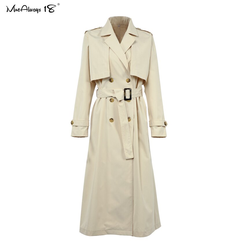 Mnealways18 Neue Zweireiher Graben Mantel Kleid Frauen Windjacke Langarm angeschnallt verlieren Mantel Damen Oberbekleidung Frühling Herbst
