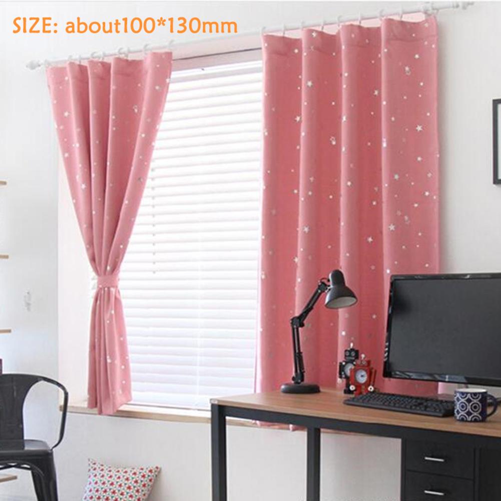 Shiny Stars Blackout Curtains Shading Polyester for Kids Children Bedroom Korean Style Window Voile Tulle Curtains