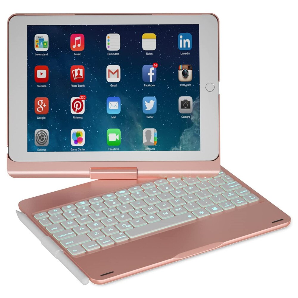 360 grad Rotation Fall für iPad 5th 6th Gen Pro 9,7 Drahtlose Bluetooth Tastatur Swivel Fällen mit Trackpad Bleistift halter: Rose Gold