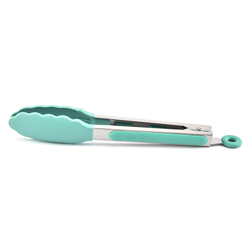 Silicone Food Tong Stainless Steel Kitchen Tongs Silicone Non-slip Cooking Clip Clamp BBQ Salad Tools Grill Kitchen Accessories: grey