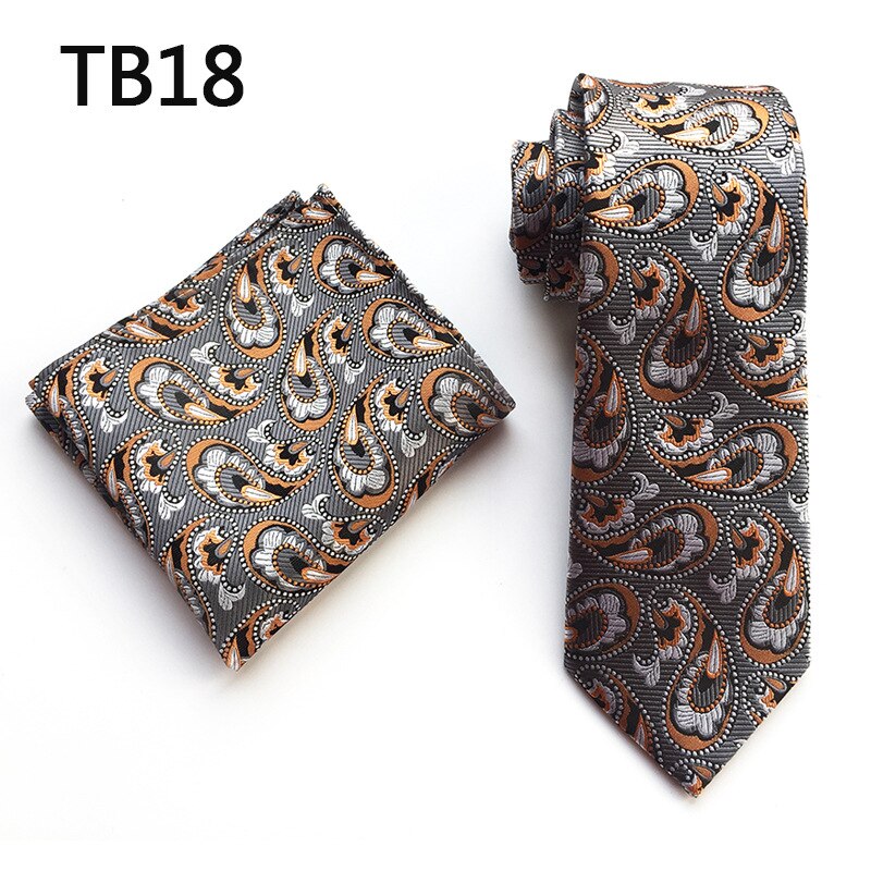 Floral Mens Tie Set Silver White Purple Red Pink Blue Orange Jacquard Silk Tie Pocket Square 8cm Classic Ties for Men Corbatas: TB18