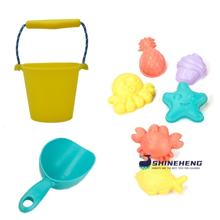 Children Beach Toys Silicone Bucket Summer Digging Sand Tools Summer Baby Water Game Play Outdoor Toy Set Sandbox for Boys Girls: SKU-011