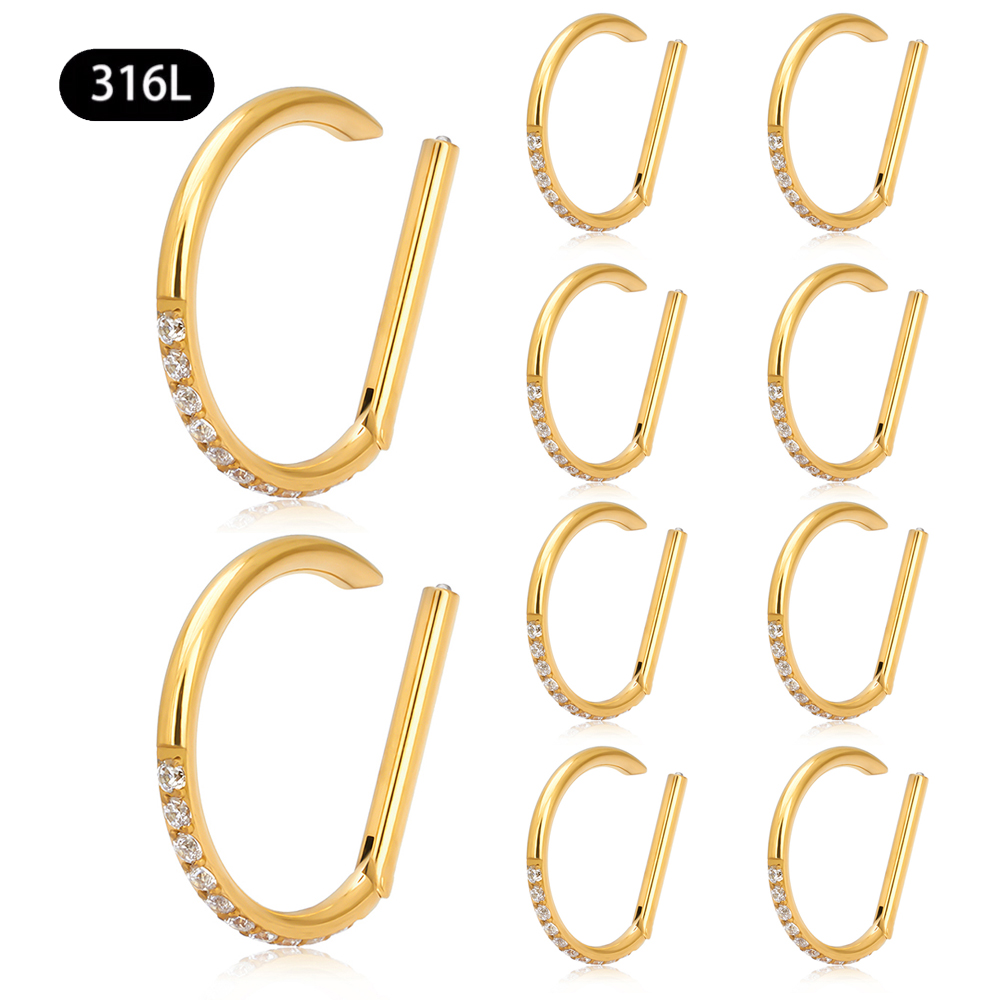 10/50Pc Round Zircon Septum Ring Hoop Cartilage Tragus Helix Small Piercing Nose Ring Earring For Women Body Jewelry Accessorie