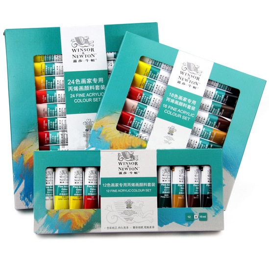 10ml 24 farver/sæt winsor & newton akrylmaling sæt håndmalet vægmaleri tekstilmaling kunstartikler