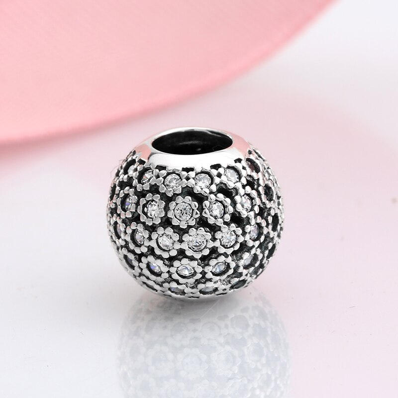 925 Sterling Silver Like sunflower sparkling CZ beads Fit Original JIUHAO Charm Bracelet Jewelry making