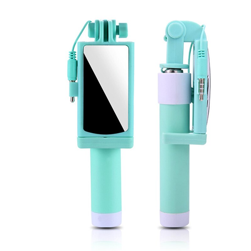 Mini palo de Selfie Universal extensible para teléfono, con cable remoto y espejo retrovisor, novedad