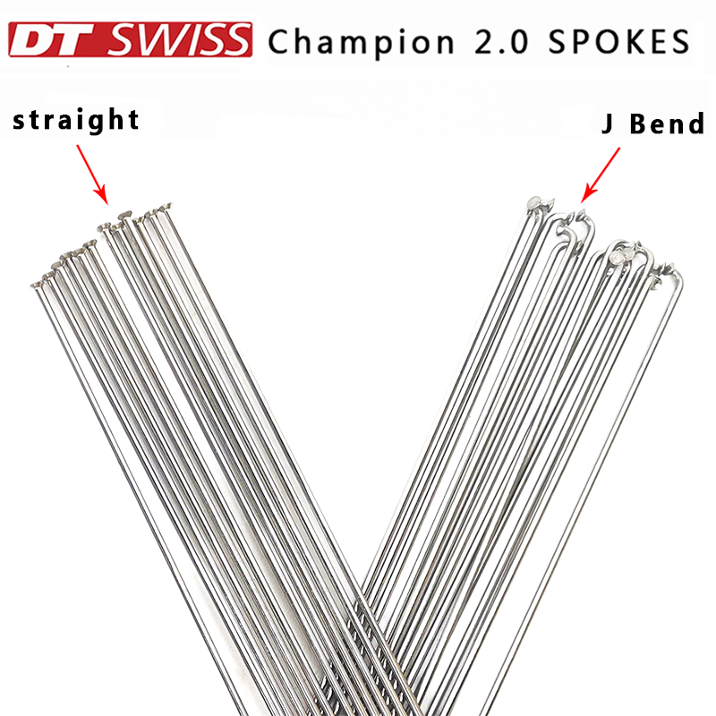 Fahrrad Speichen DT Swiss Champion 2,0 Runde Speichen J-bend/gerade Pull Kopf Fahrrad Speichen Silber Fahrrad Speichen mit Kupfer Kappe