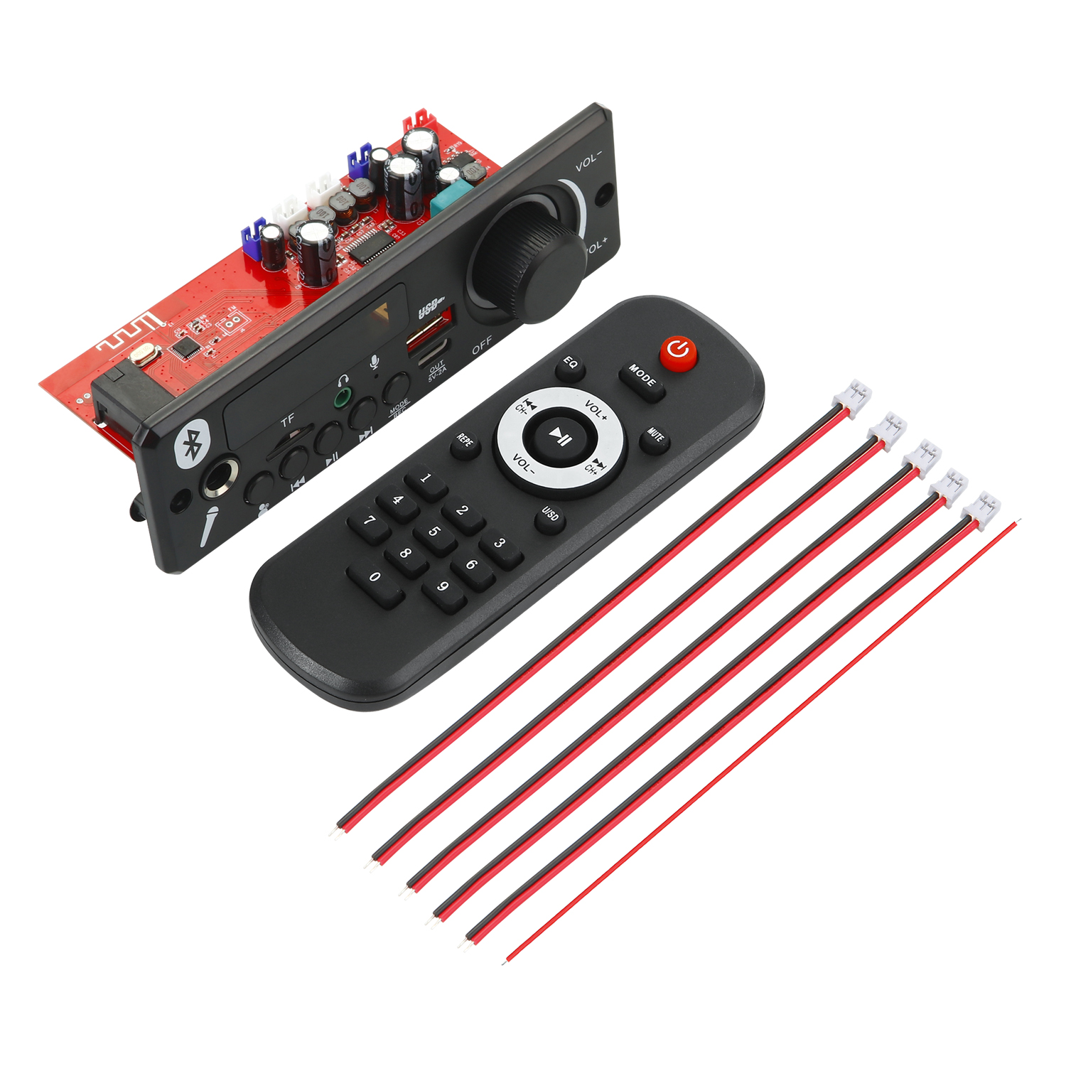 80w Verstärker Bluetooth 5,0 DIY MP3 WAV Decoder Board DC 12V 2*40W Wireless Auto USB MP3-Player TF Kartens teck platz USB FM mit Mikrofon: Black