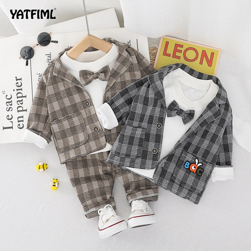YATFIML-ropa de otoño para bebés, trajes de boda para niños, vestido de cumpleaños de viento británico, traje de caballero, ropa para niños