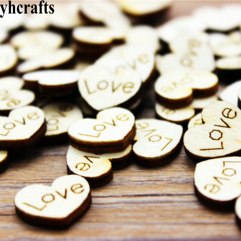 Kit de Scrapbooking en bois 1.8cm, lot de 10 pièces, cœur d&#39;amour naturel sans autocollants, matériel artisanal de mariage, saint-valentin, jouets DIY OEM