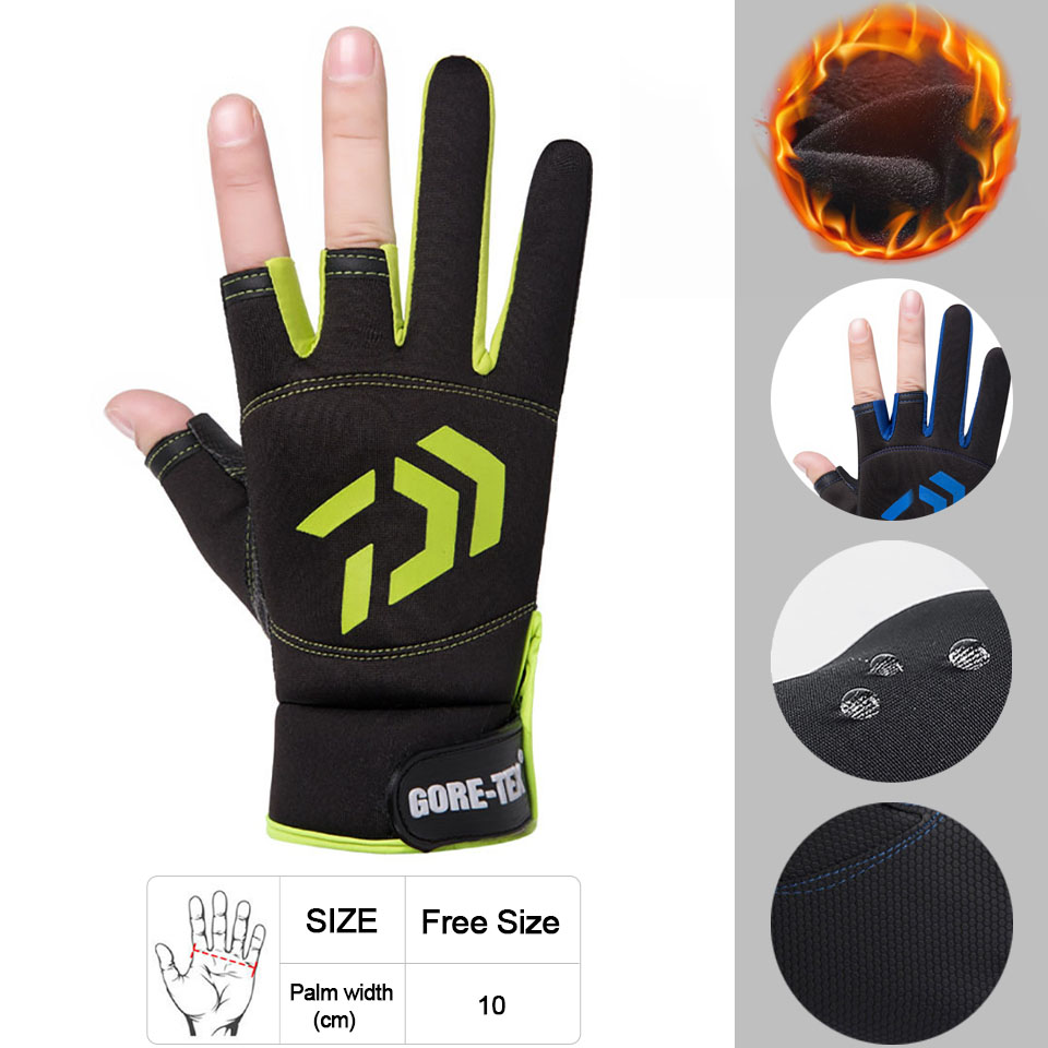 Männer Angeln Handschuhe Im Freien Nicht-slip Angeln Schutz Handschuhe Drei Finger Cut Sport Halbe Finger Handschuhe Angeln Wasserdicht: Type D Green
