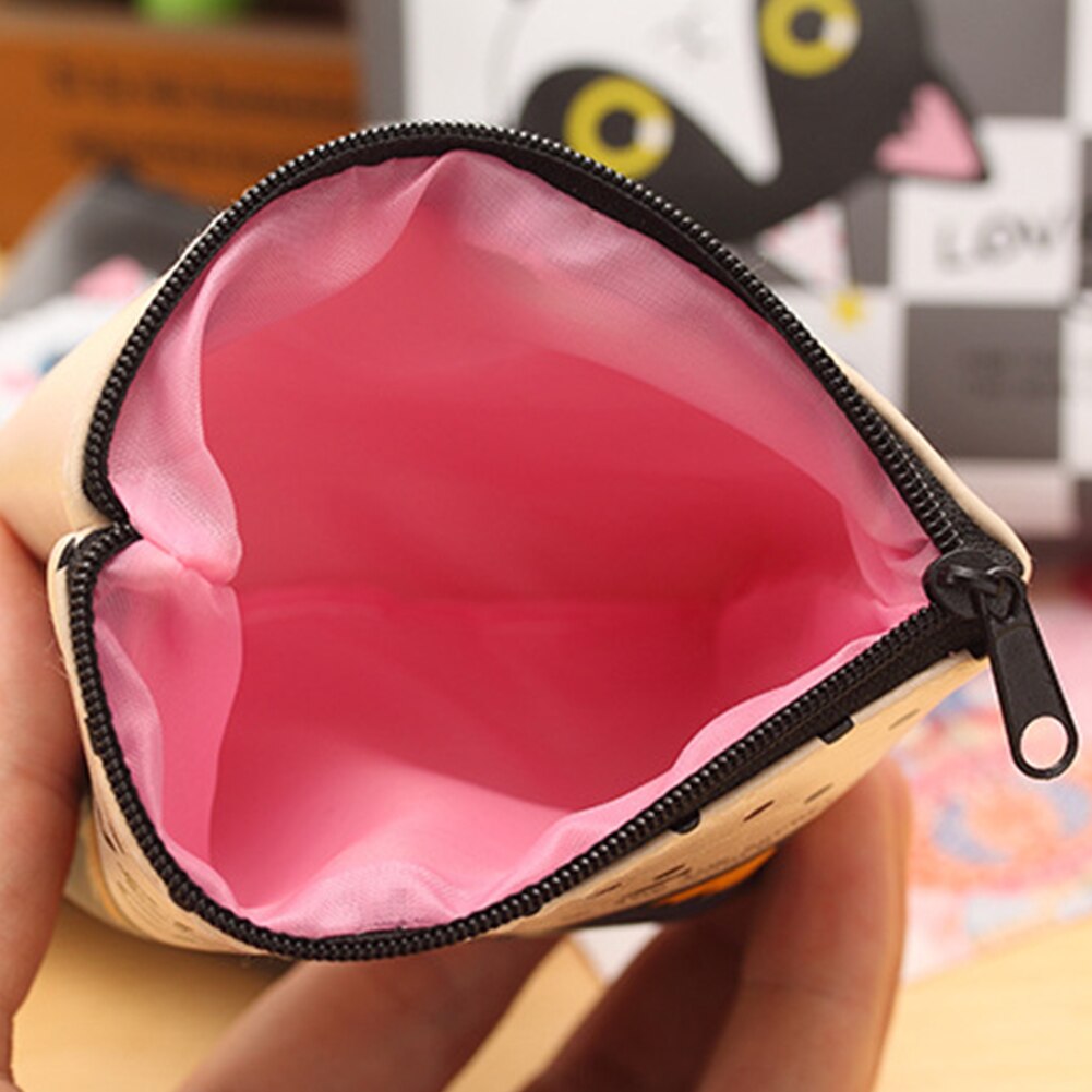 Vrouwenmeisje mini cartoon schattige kat portemonnee mini portemonnee muntzak pu leren dames clutch tas sleutelkaarthouder tas