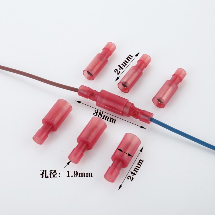 20 set/zak 40 stks Mannelijke Vrouwelijke Connector Crimp Terminal Rode Elektrische Draad Terminals Nylon Bullet Connectors P19
