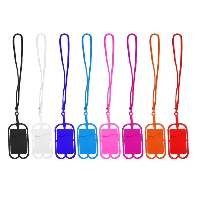 De silicona desmontable cordón para celular estuche protector de cuello con identificación de ranura para tarjeta