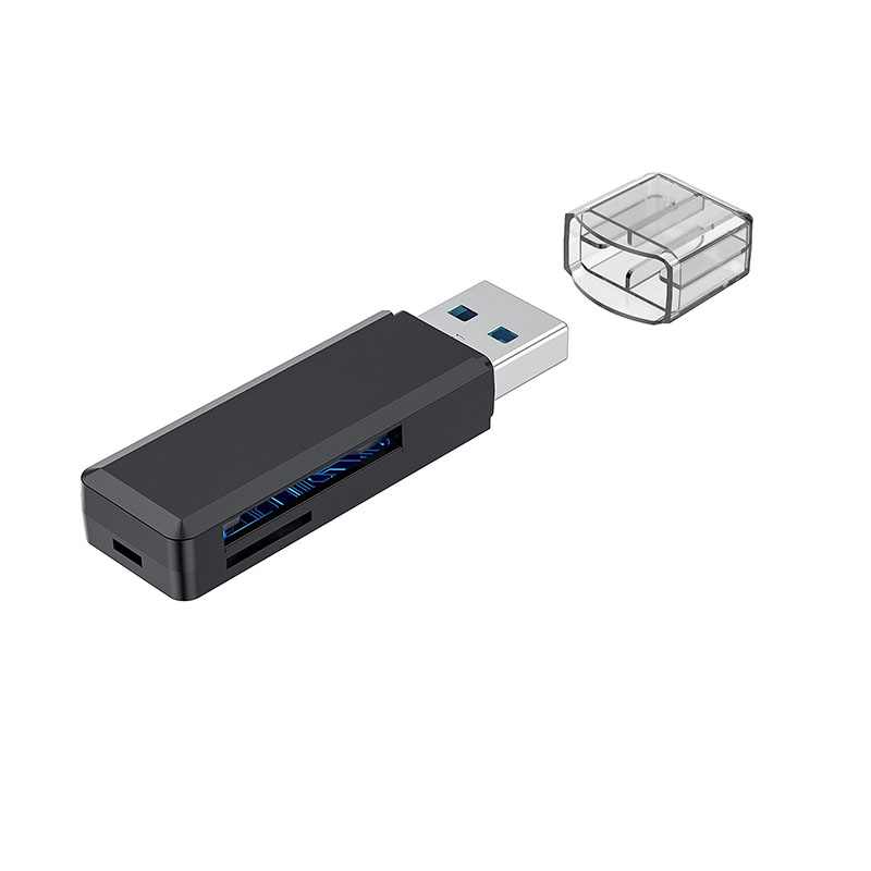 Usb 3.0- kortläsare micro sd hc xc tf mimc rsmmc minneskortskrivare view-adapter dongle led-lampa dator bärbar dator minnesförlängare: Svart