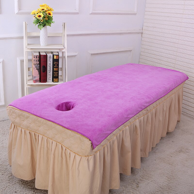 Zacht Microfiber Schoonheidssalon Badhanddoek 80X180Cm Bed Handdoek Met Gat Massage Laken: Purple