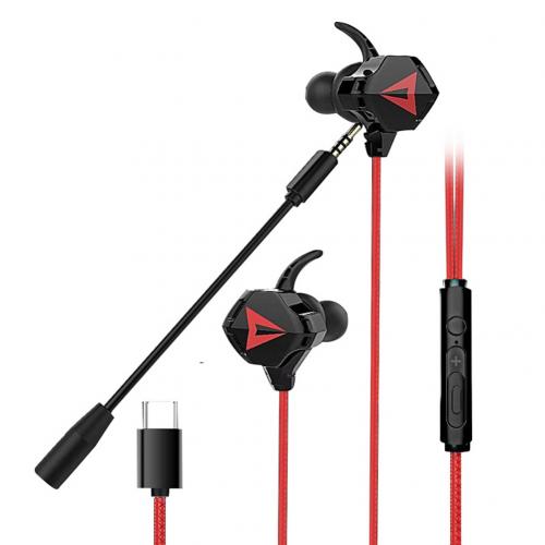 G5 Tipo-C Interfaccia Portatile In-Ear Wired Auricolare Nessun Ritardo di Gioco Auricolare Riduzione Del Rumore con Microfono per telefono: Black Red