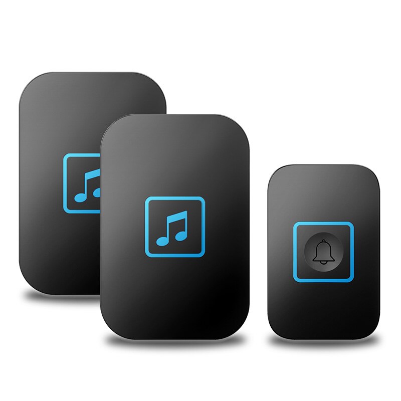 WEMEDA Wireless Doorbell Waterproof Touch Button LED Light Home Smart Cordless Door Ring Bell US EU UK Plug 300M Range 60 Chimes: black 1x2 / US