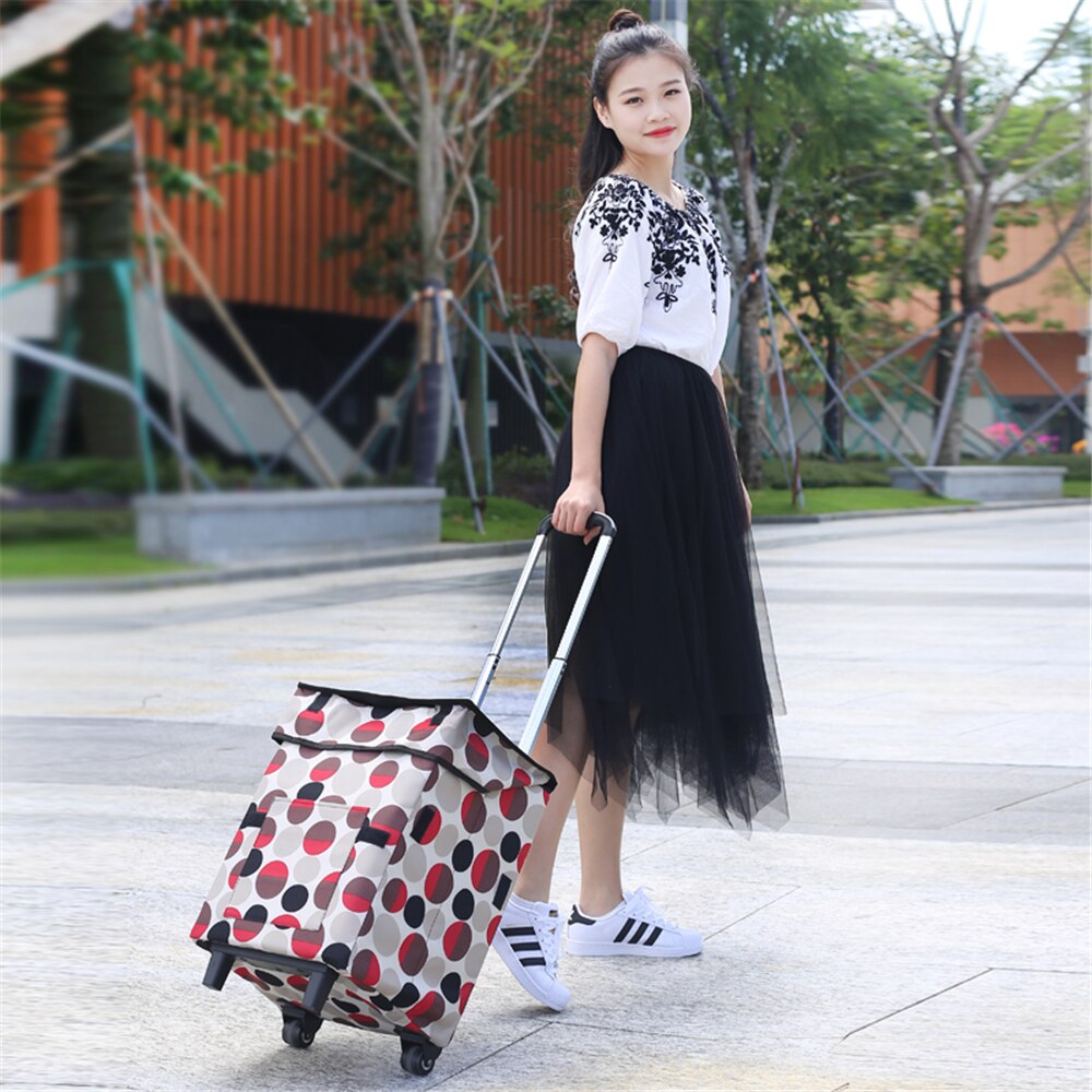 B-LIFE Shopping Cart Super Loading Grocery Foldable Cart with Extra Large Shopping Bag Laundry Utility Cart Bonus Adjustable