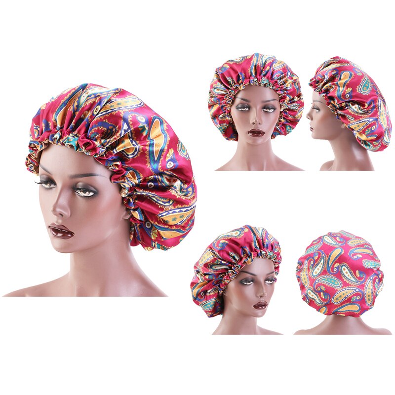 Ajustable 36cm Double-sided Hair Caps Reversible Satin Bonnet Hat Silky Night Sleep Cover Cap Hair Hat Hair Styling Accessories