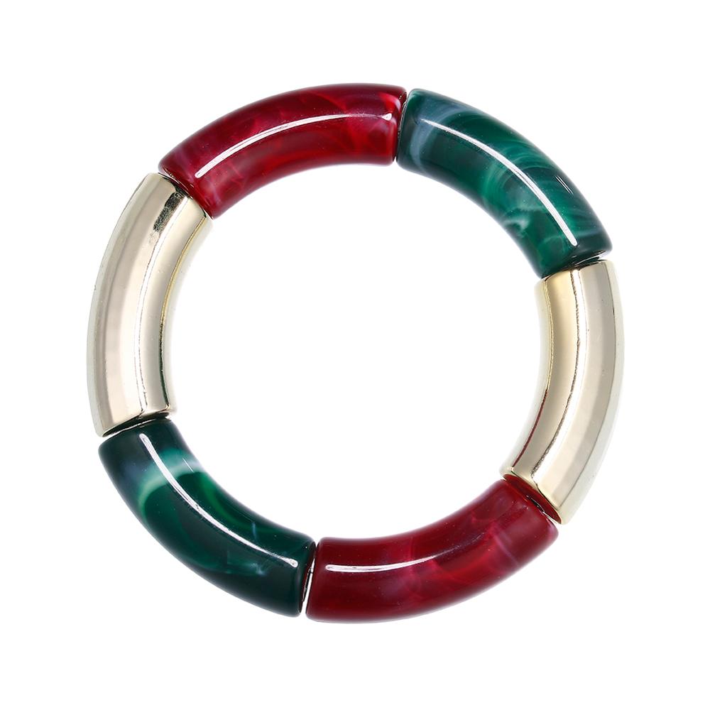 Visschaap goudkleurige acryl armbanden en bangles voor vrouwen hars stretch gebogen kralen buis bedel armband sieraden: Kleur c