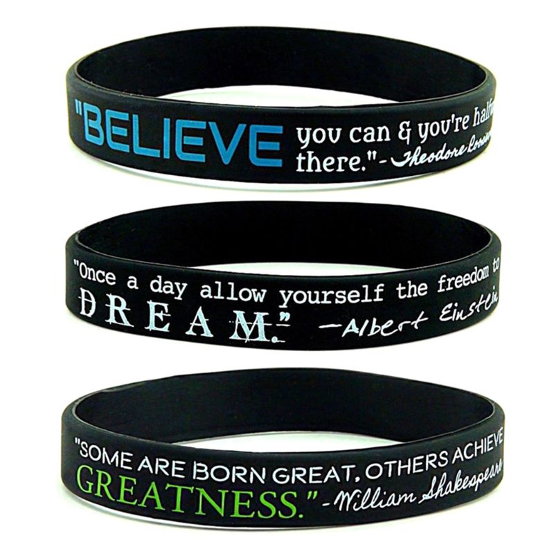 Sonho grandeza acreditar pulseiras de borracha de silicone pulseira esporte motivacional