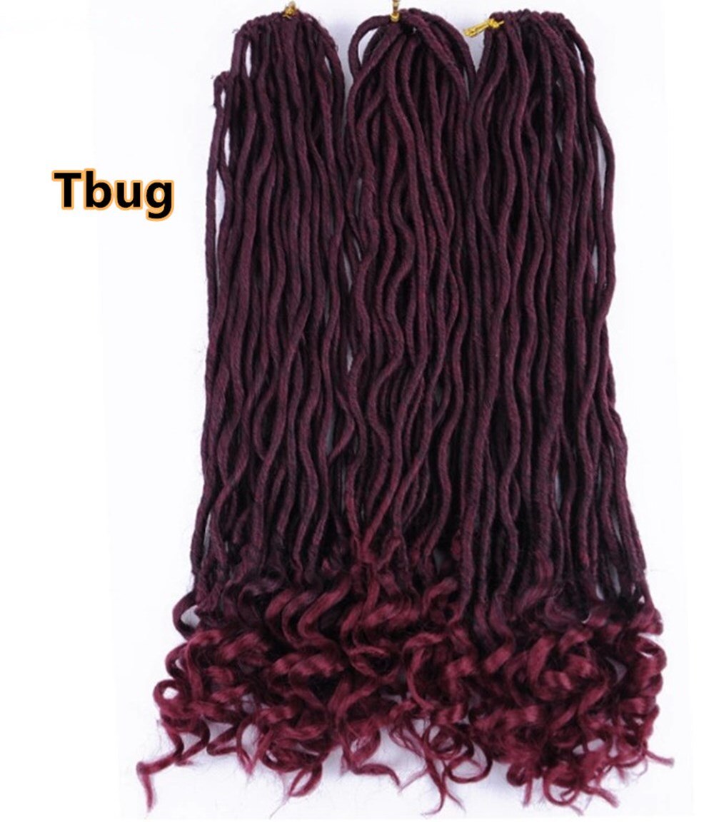 18 Inch Dreadlocks Hair Goddess Faux Locs 100G 24Roots Crochet Braids Hair Ombre T1B/27 T1B/bug Synthetic Hair Extensions: T1B/Burgundy / 3Pcs/Lot