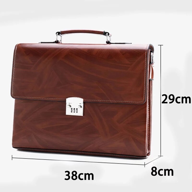 Bolso de mano de estilo ejecutivo para hombre, maletín de cuero sintético, estilo Retro, a la , con bloqueo de contraseña