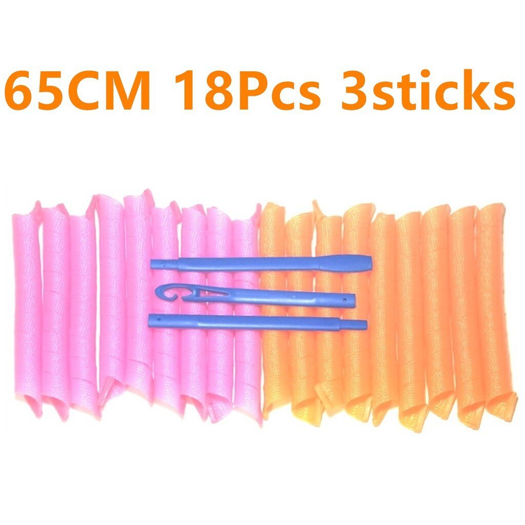 Hair Rollers Snail Shape Not Waveform 75CM 18Pcs 4 Sticks Spiral Round Curls Hair Curler Soft Hair Curler Bendy Hair Rollers DIY