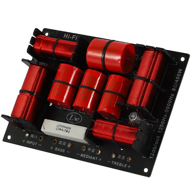 400W 3 Way Crossover Hifi Tweeter Midange Woofer Speaker Crossover 1250H/5000HZ with High-Pitched Protection 1PC