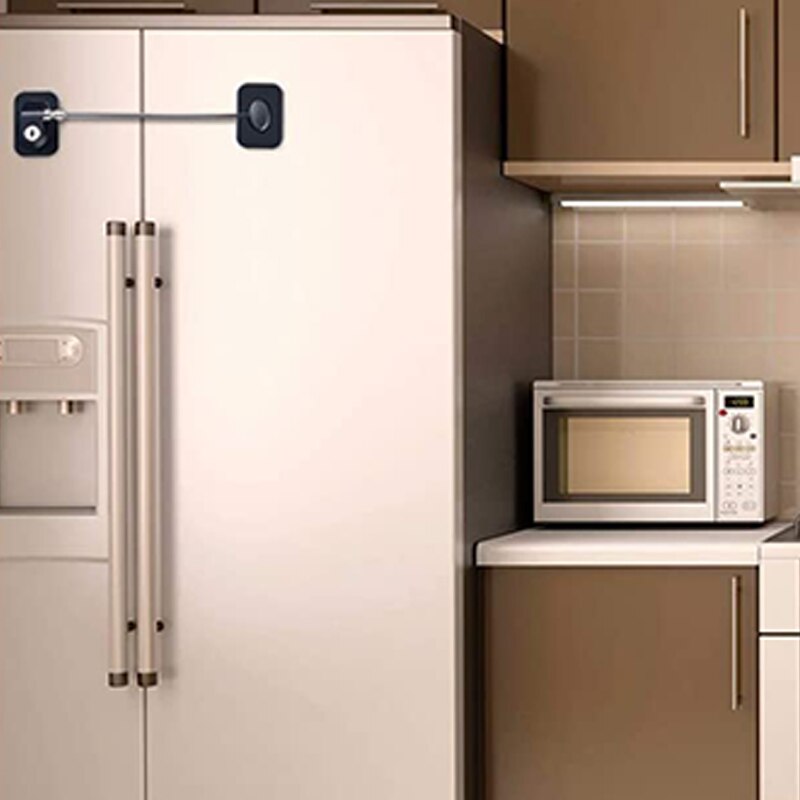 3 Pieces Refrigerator Door Lock Adhesive Freezer Lock Child Safety Cabinet Lock File Drawer Door Lock with Keys (Black)