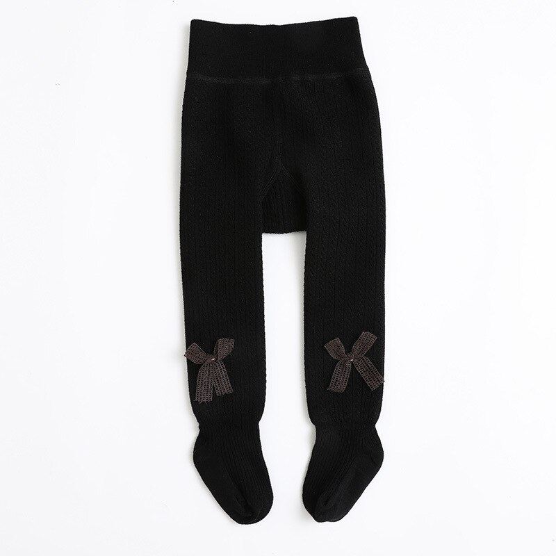 1 to 12 Years Super Warm Tights In Winter Cute Bowknot Kids Pantyhose With Fleece Inside Thicken Kids Pantyhose For Baby: black / 2 to 4 Years