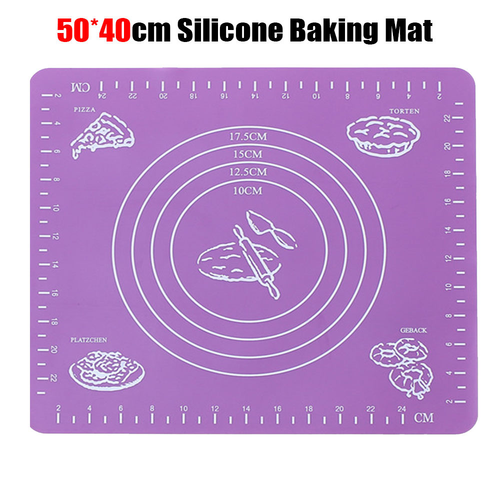 50x40cm non-stick Siliconen Bakken Mat Deeg Mat Siliconen Mat voor Oven voor Cookies Fondant Gebak keuken Bakvormen Koken Gereedschap: Paars