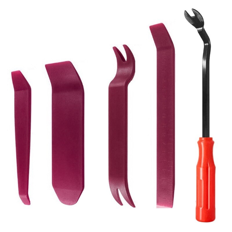 Auto Door Clip Panel Trim Removal Tool Kits Navigation Blades Disassembly Plastic Car Interior Seesaw Conversion Repairing Tool: Jujube red