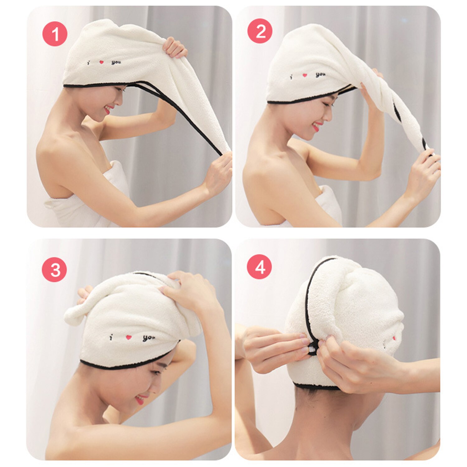 Badhanddoek Wrap Coral Fleece Sneldrogende Handdoek Cap Hoed Zacht Water Absorberende Haar Handdoek Wrap Douche Cap Met Knop voor Lady