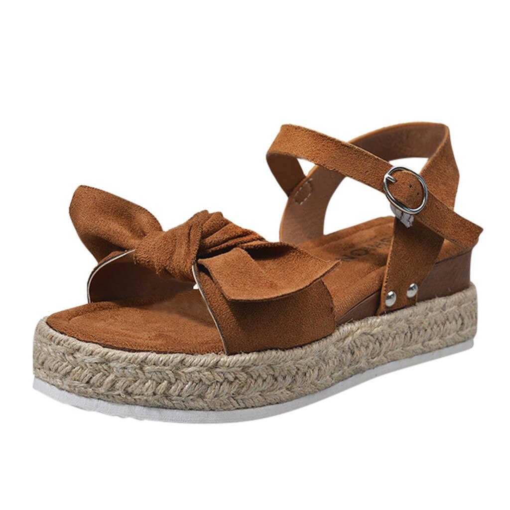 SAGACE Leopard Wedges Sandals For Women High Heel Platform Wedge Sandal Womens Leopard Sandals Flat Bowknot Sandalias Femenina: BW / 43