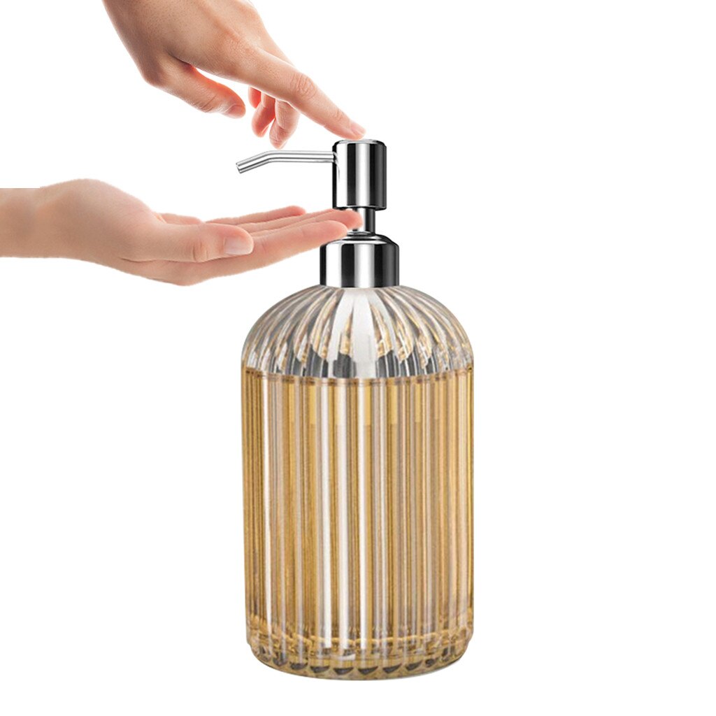 Stor manuel sæbedispenser klart glas hånddesinfektionsflaskebeholdere tryk på tomme flasker badeværelse  #t2p