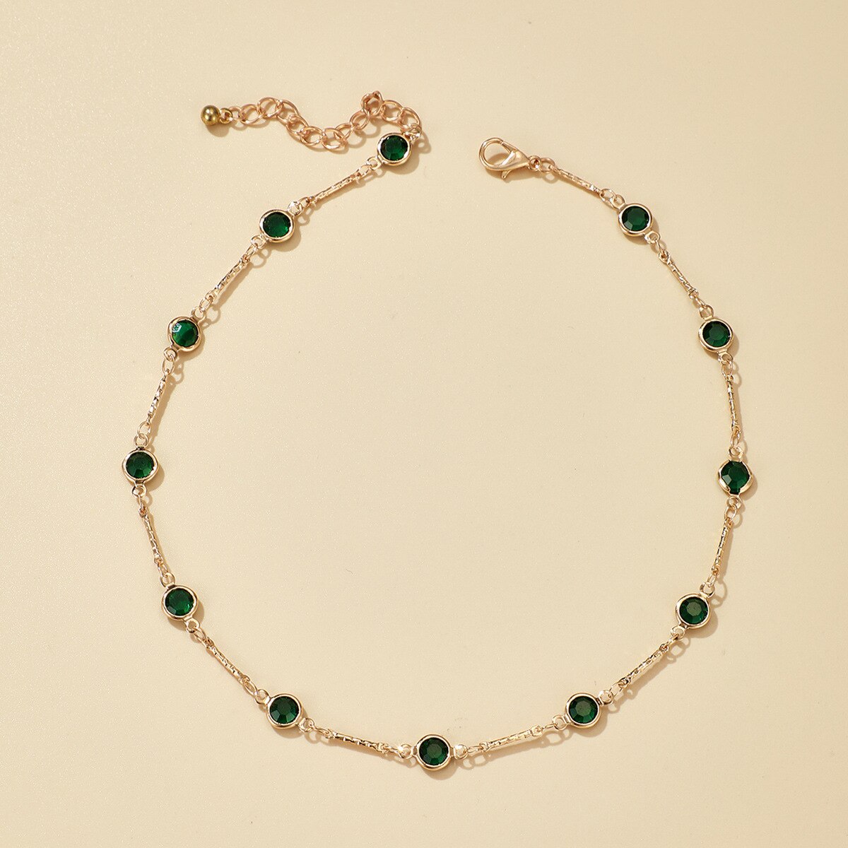 Tredny Green Rhinestone Ketting Choker Ketting Voor Vrouwen Goud Kleur Lichtmetalen Metalen Handgemaakte Sieraden Accessoires Kraag Чокер Bijoux