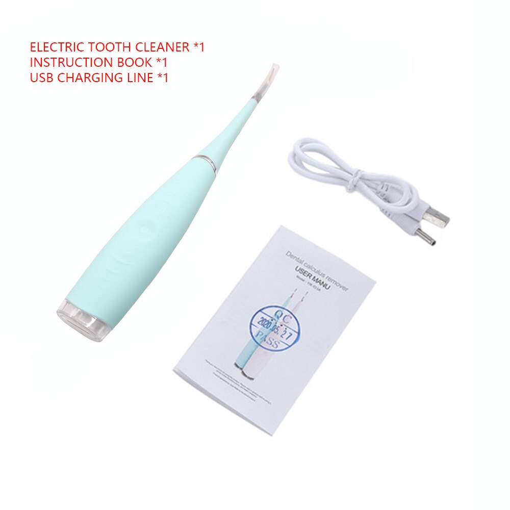 Bärbar elektrisk ultraljud tandskalare tand kalkylverktyg sonisk remover fläckar tandsten plack vitare oral rengöringsmaskin: Blå inte med låda