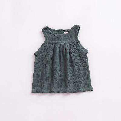 Baby Peuter Mouwloze Blouse Meisje Casual Zomer Tops Unisex Leuke Katoenen Meisjes Kleding 2022 5 Kleur Solide Kinderkleding: green / 12m