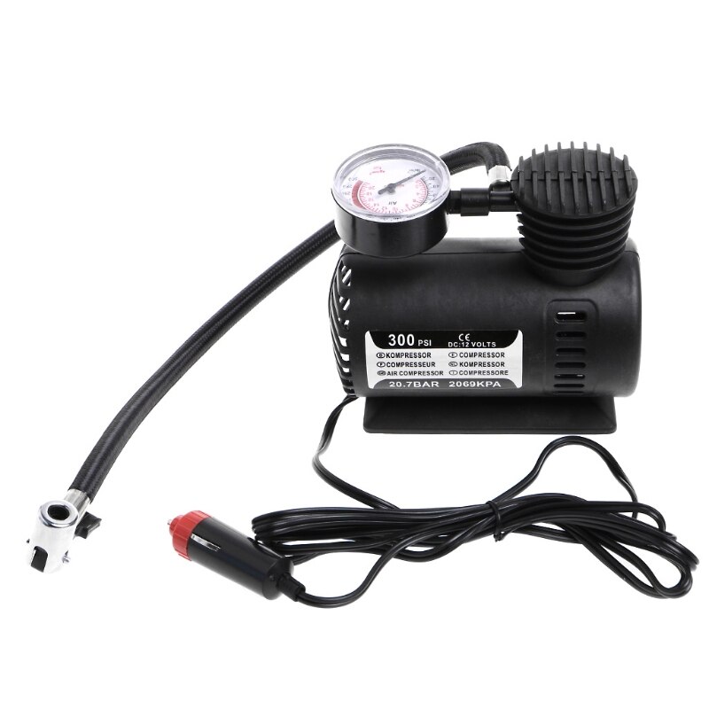 300 PSI 12V Car Portable Mini Air Compressor Electric Tire Inflator Pump w/Gauge
