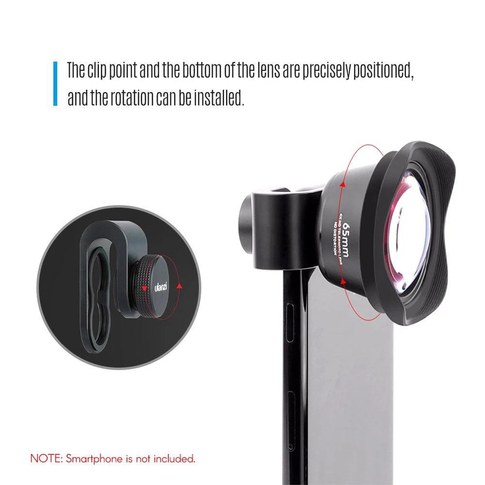 Ulanzi PH-8151 65mm 4K HD Telephoto Lens with 17mm Clip for iPhone Max Xs X for Samsung S8 S9 for Huawei Xiaomi Smartphone r60