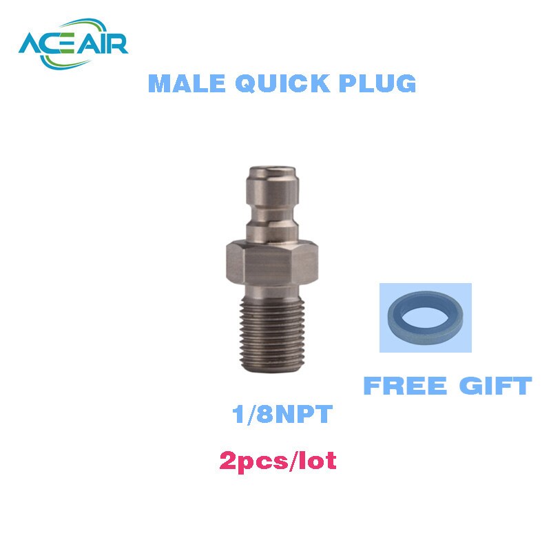 Hogedruk snelkoppelingen vrouwelijke plug roestvrij staal 4500 psi  m10 1/8 npt 1/8 bspp 2 stuks/lot: Mannelijke npt 2 stuks